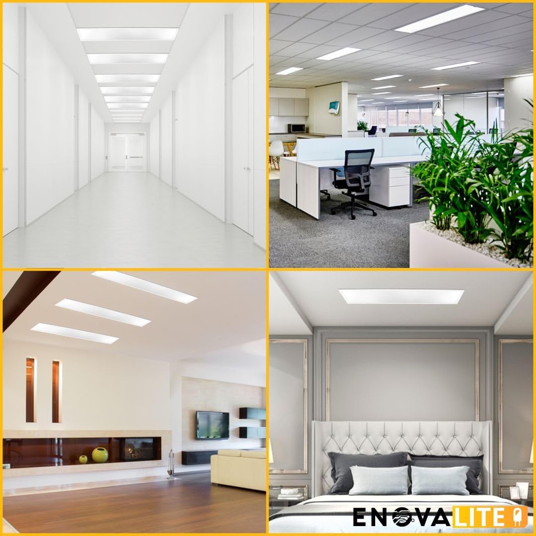 LED Panel 120x30 cm 1 Stück, Bürolampe 36W, 4000K Neutralweiß, 4320lm, 120 lm/W, UGR19 blendfrei - flache LED Paneele mit 230V Marken-Netzteil, Deckenlampe für Rasterdecke - 1200x300x9mm