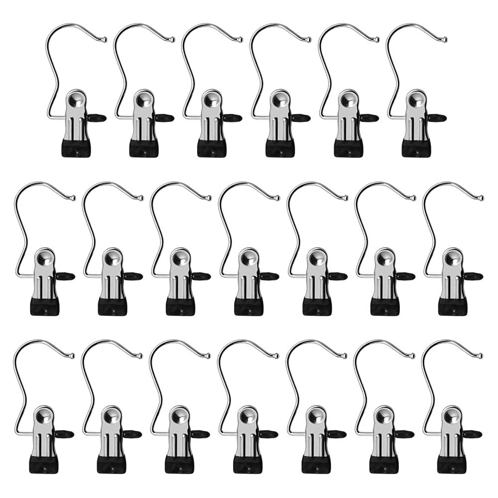BUZIFU 20 Pezzi Grucce Metallo Ganci con Pinza da Appendere Gruccia Appendiabiti Metallo Salvaspazio Ganci per Bucato Grucce Ganci a Clip per Pantaloni Scarpe Calzini Asciugamano Cappelli Borse