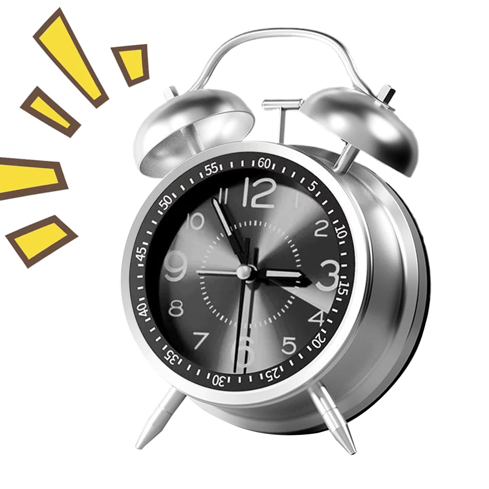 Reloj despertador analógico recargable de doble campana con luz nocturna