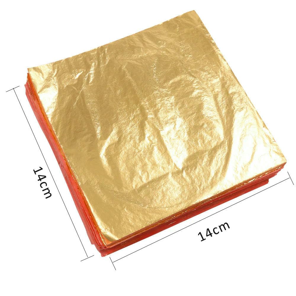 500 Stück 14 cm Blattgold-Imitat, Goldfolienblätter, Vergoldung, Kupfer Nr. 2,5, Blatt für Kunsthandwerk, vergoldet, DIY-Kunsthandwerk