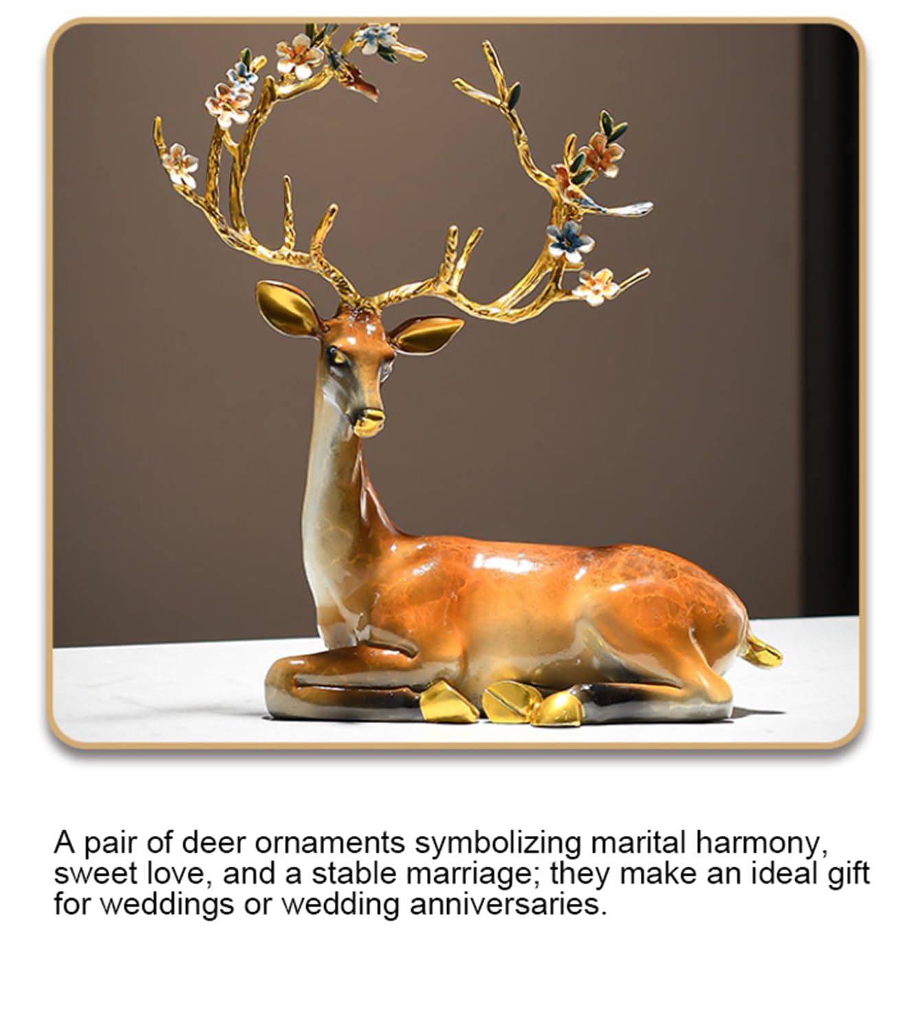 2PCS Emaille Rentier Dekor Statue, Hirsch Skulptur Desktop Ornament