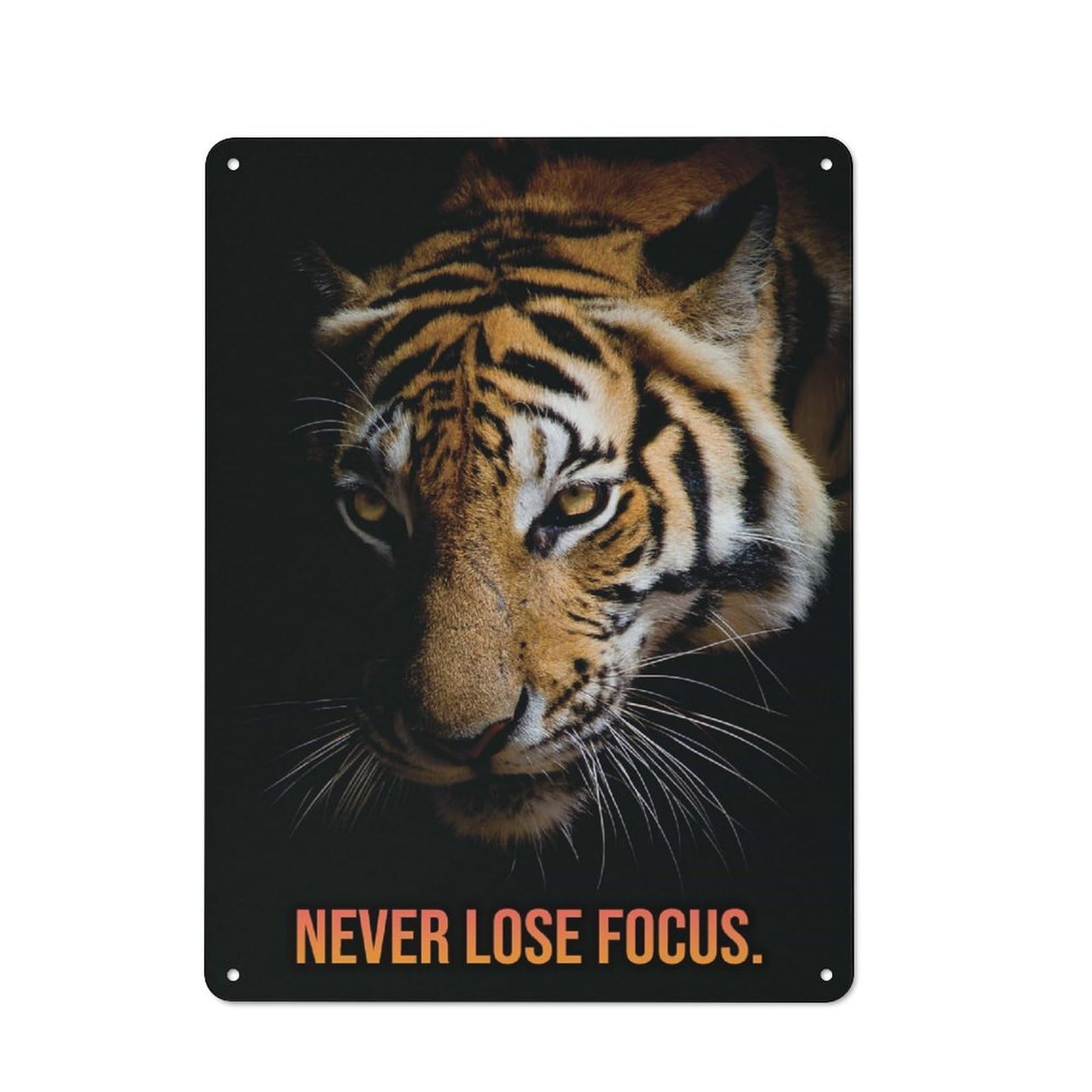 Junmoney Style-3 Metal Wall Sign 40X30cm Featuring Never Lose Focus Tiger For Café Or Restaurant, For An Autumn Wall Display In Café And Restaurant