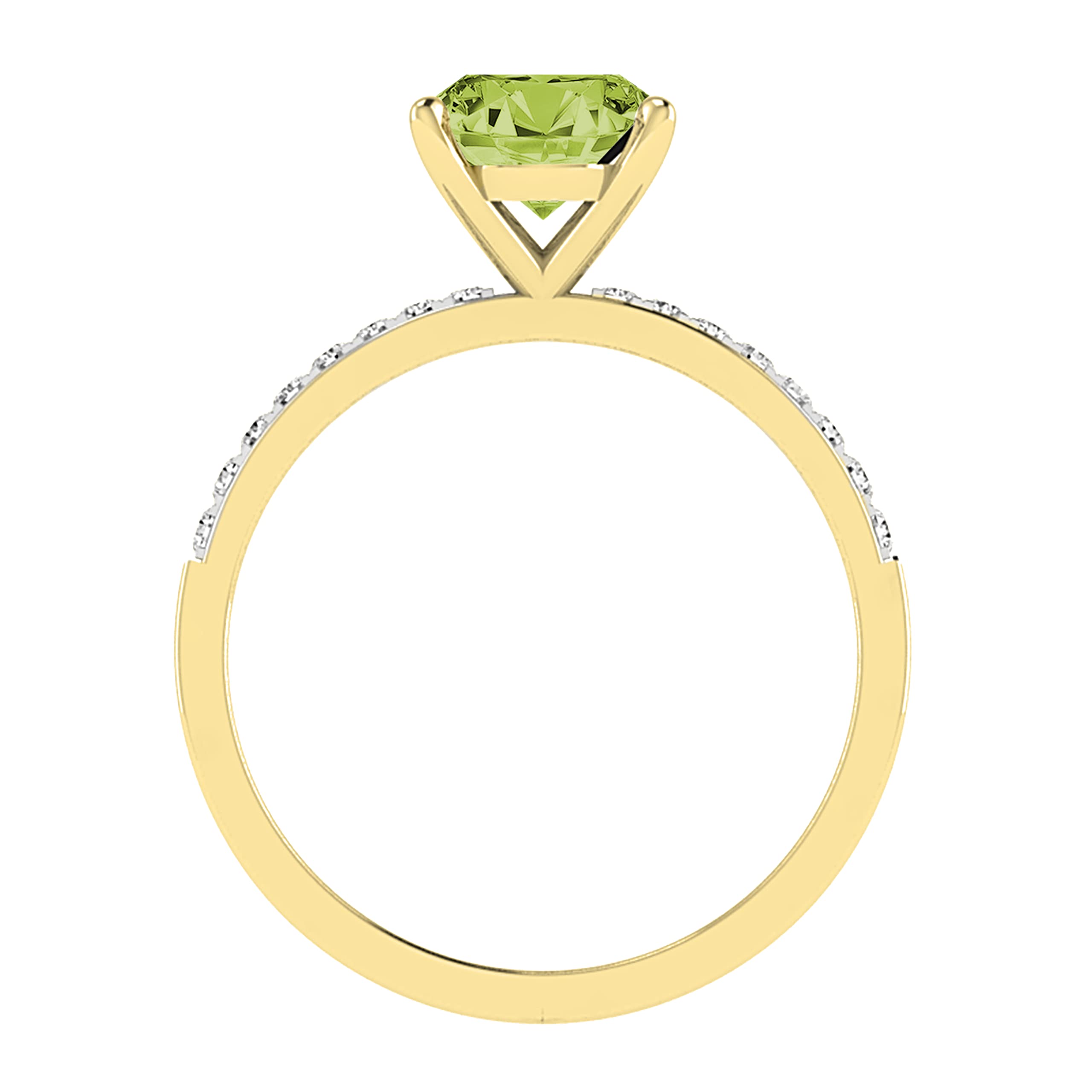 Dazzlingrock Collection Anillo de compromiso de oro amarillo de 18 quilates con piedras preciosas ovaladas y diamantes blancos redondos de 9 x 7 mm para mujer, Oro amarillo Peridoto Diamante blanco