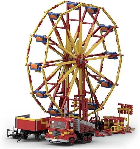 Miniatura 6 de PHYNEDI Fairground - Modelo de ladrillos de rueda grande compatible con Lego, parque de atracciones MOC, colección de construcción de bricolaje,