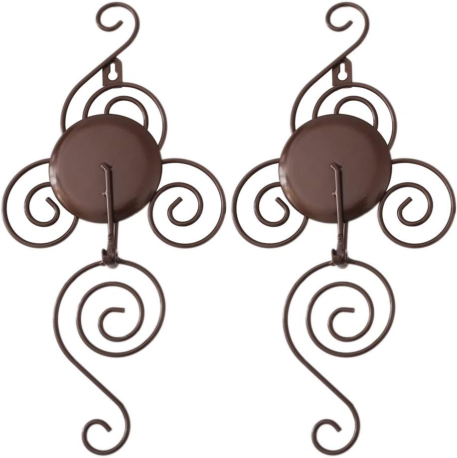 TYZT Classic Handmade Iron Wall Hanging Candlestick Candle Holder Sconce for Home Decoration 2 Pieces (Brown)