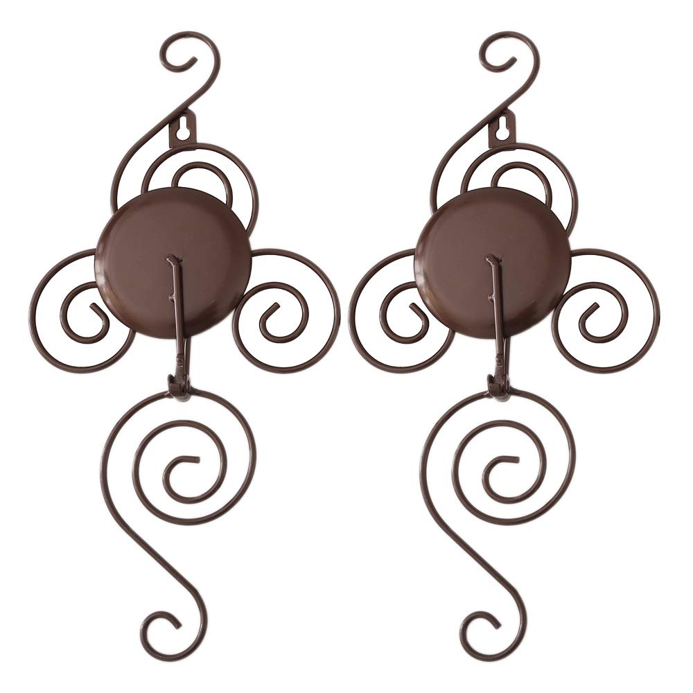 TYZT Classic Handmade Iron Wall Hanging Candlestick Candle Holder Sconce for Home Decoration 2 Pieces (Brown)