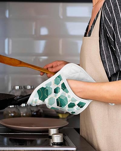 Miniatura 5 de Geometry - Juego de 4 soportes para ollas de cocina, antideslizantes y aislantes de calor, juego de agarraderas de tela de toalla con bolsillo,