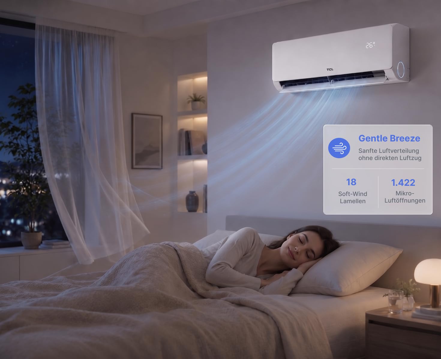 TCL VoxIn Split Klimaanlage 12000 BTU 3.5kW Set, Kühlen Heizen Entfeuchten Ventilieren Hands Free AI Voice Control Inverter Wärmepumpe A+++ WLAN App Steuerung