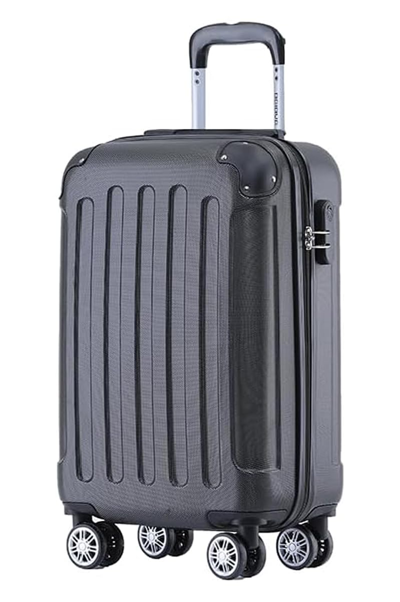 BEIBYE Hartschalen-Koffer Trolley Rollkoffer Reisekoffer Handgepäck 4 Rollen (M-L-XL-Set) (Schwarz, M)