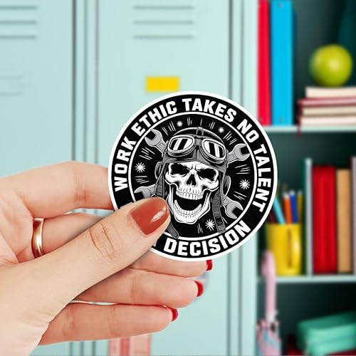 Miniatura 2 de 3 calcomanías de vinilo Work Ethic Takes No Talent It's a Decision, calcomanías de vinilo de mecánico de calavera con llaves, calcomanías
