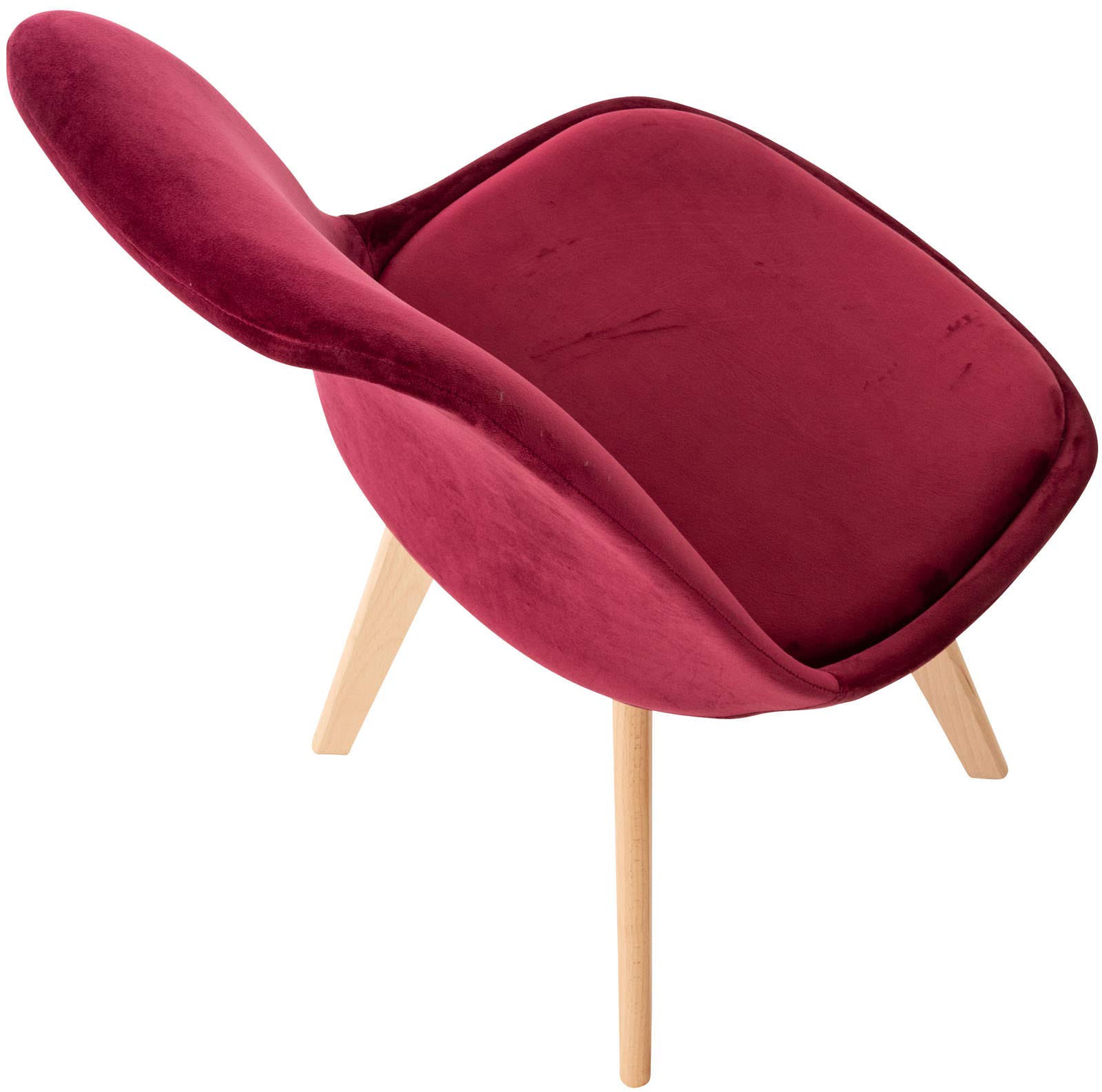 CLP Silla De Comedor Linares En Tela, Pana, Terciopelo o En Polipropileno & Cojín En Simil Cuero con Base De Madera, Color:Burdeos, Material:Terciopelo