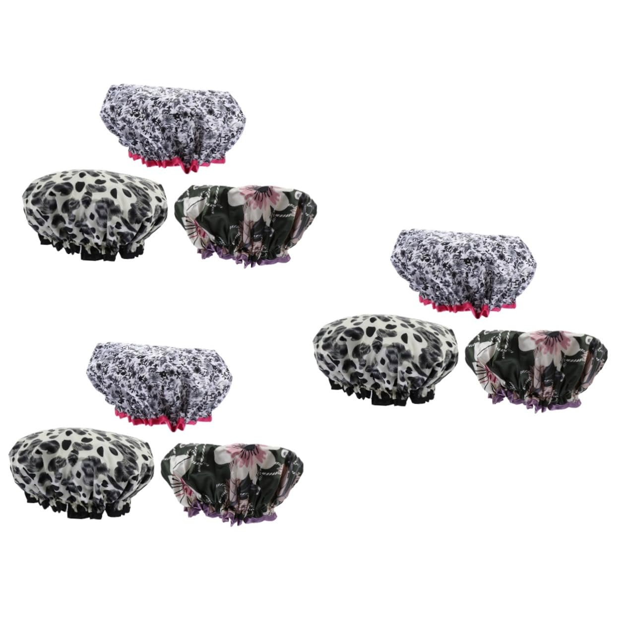 Healvian 9piezas Gorro Ducha Doble Para Mujer Gorro De Baño Elástico Diseño Impreso Para Spa y Cuidado Facial