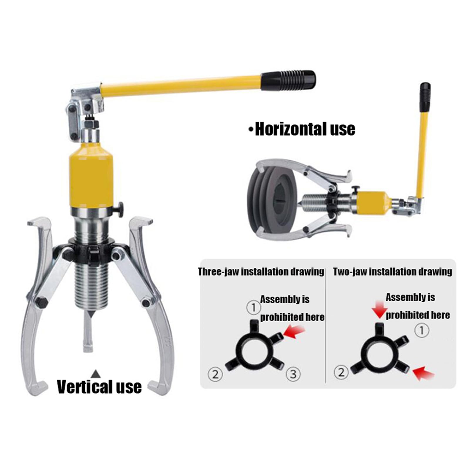 20T hydrauliczny ściągacz piast kół, 3 szczęki hydrauliczne z głowicą pompy, ściągacz do kół biegunowych, nadaje się do ciągnięcia piast, kołnierzy, kół zębatych i łożysk