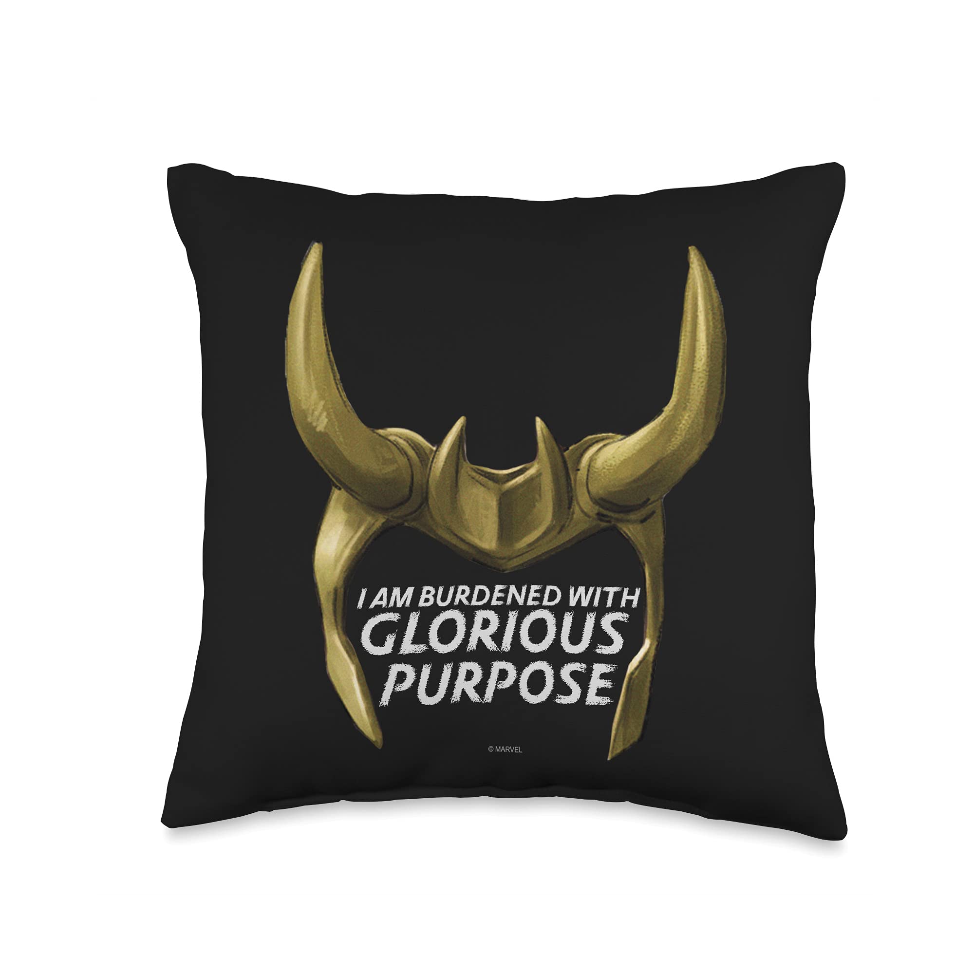 Marvel Loki Horned Helmet Burdened with Glorious Purpose Throw Pillow