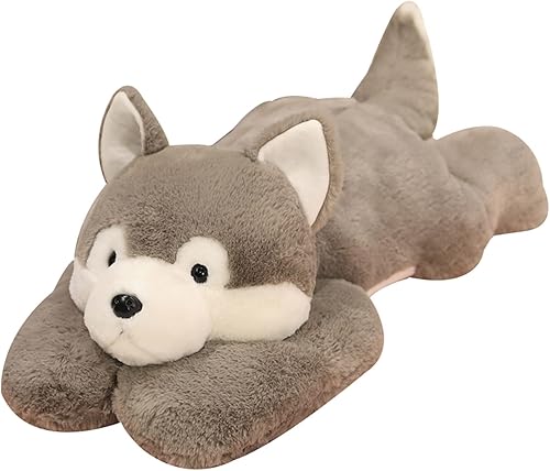 Peluches con peso para la ansiedad, 19.7 pulgadas, 3.3 libras, juguete de peluche Husky con peso, bonita almohada de felpa Husky para adultos, niños