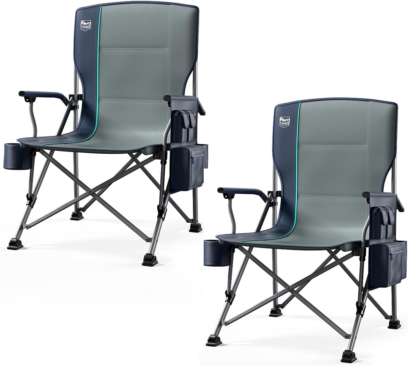 TIMBER RIDGE Oversized Folding Camping Chair High Back Heavy Duty for Adults Support up to 500lbs with Cup