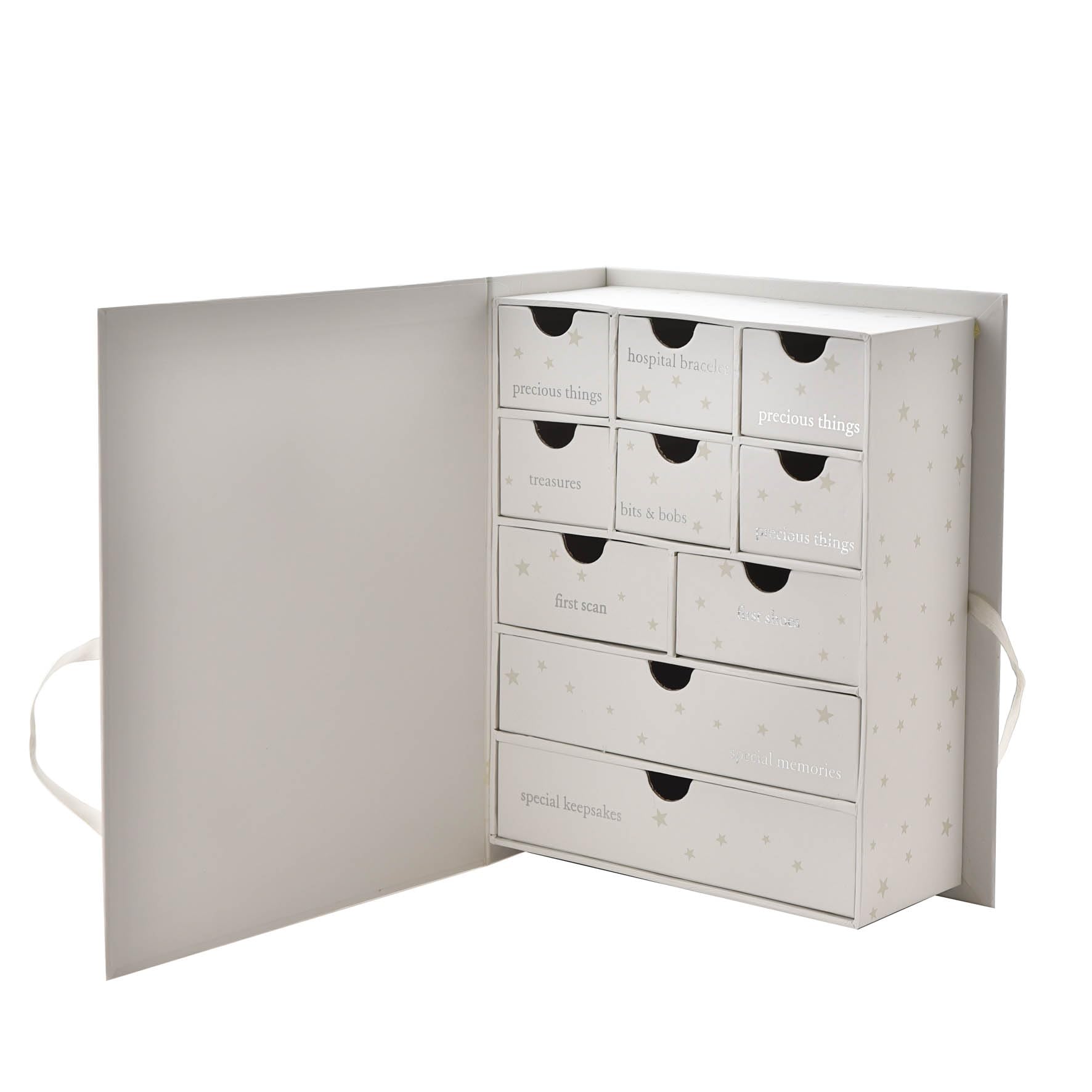 Happy Homewares Bella scatola dei ricordi decorativa Juliana con cassetti – Twinkle Twinkle Little Star – perfetta per conservare i primi denti o riccioli del bambino