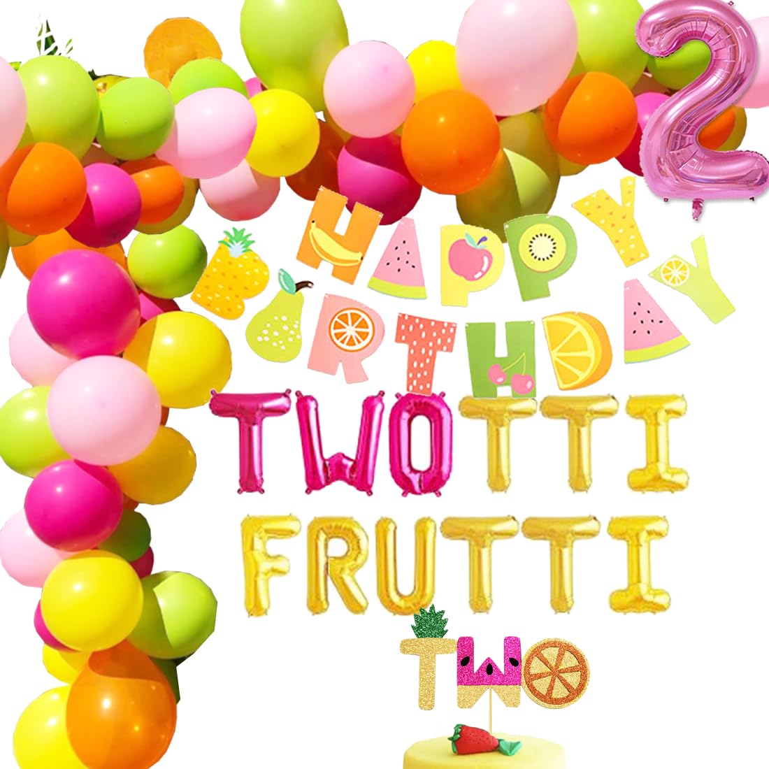 Twotti Frutti 3D-Obst-Dekorationen – 12-teilige Girlande Für Sommerliche Mottopartys