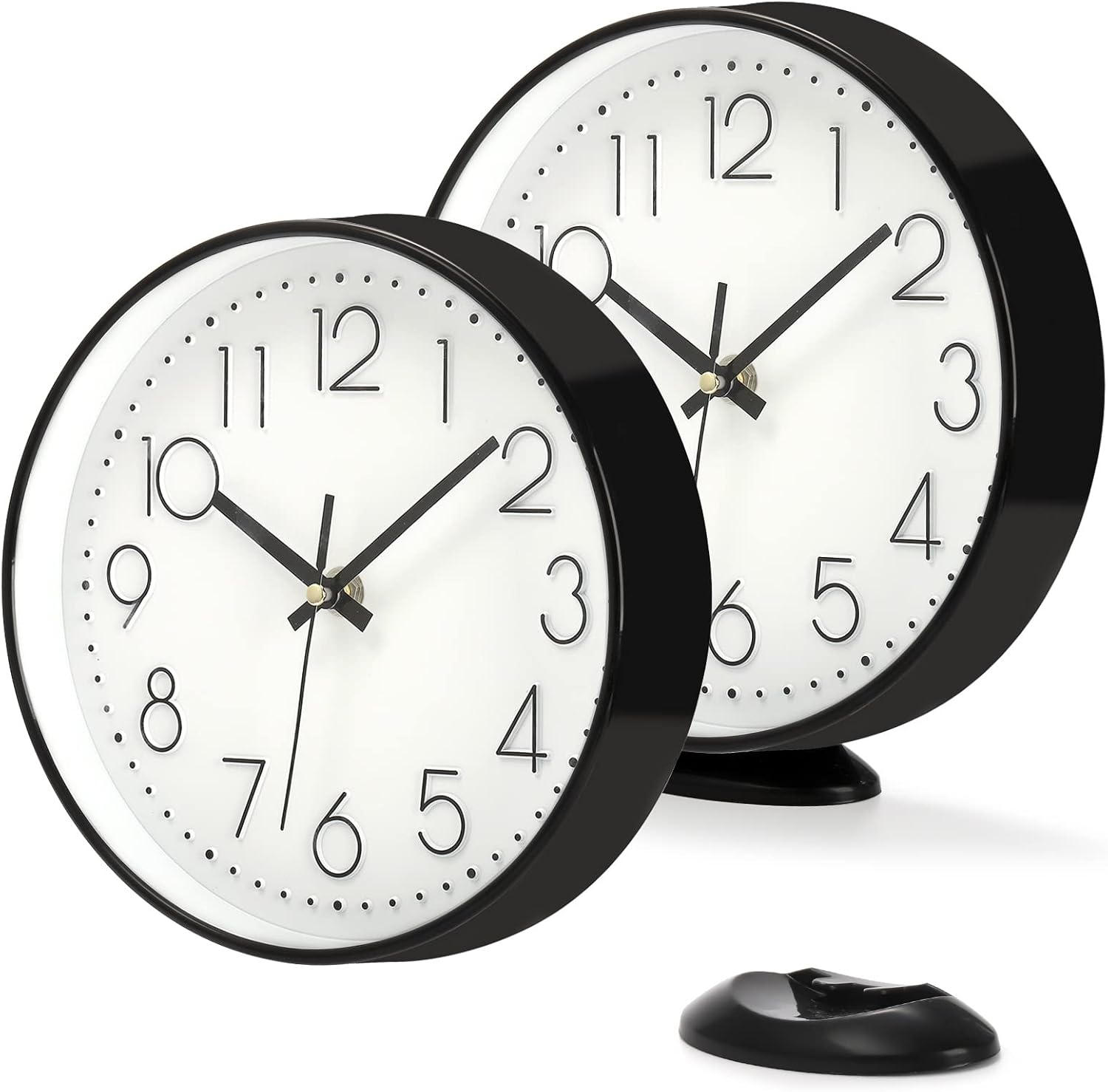 Coloch 2 Pack Black Table Clock on Stand, 8 Inch Vintage