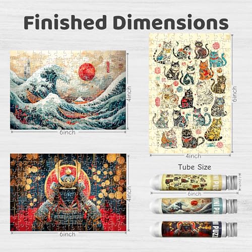 Mini rompecabezas para adultos de 150 piezas con ilustración retro japonesa, pequeño rompecabezas desafiante, 6x4 pulgadas, set de 3 miniatura 2