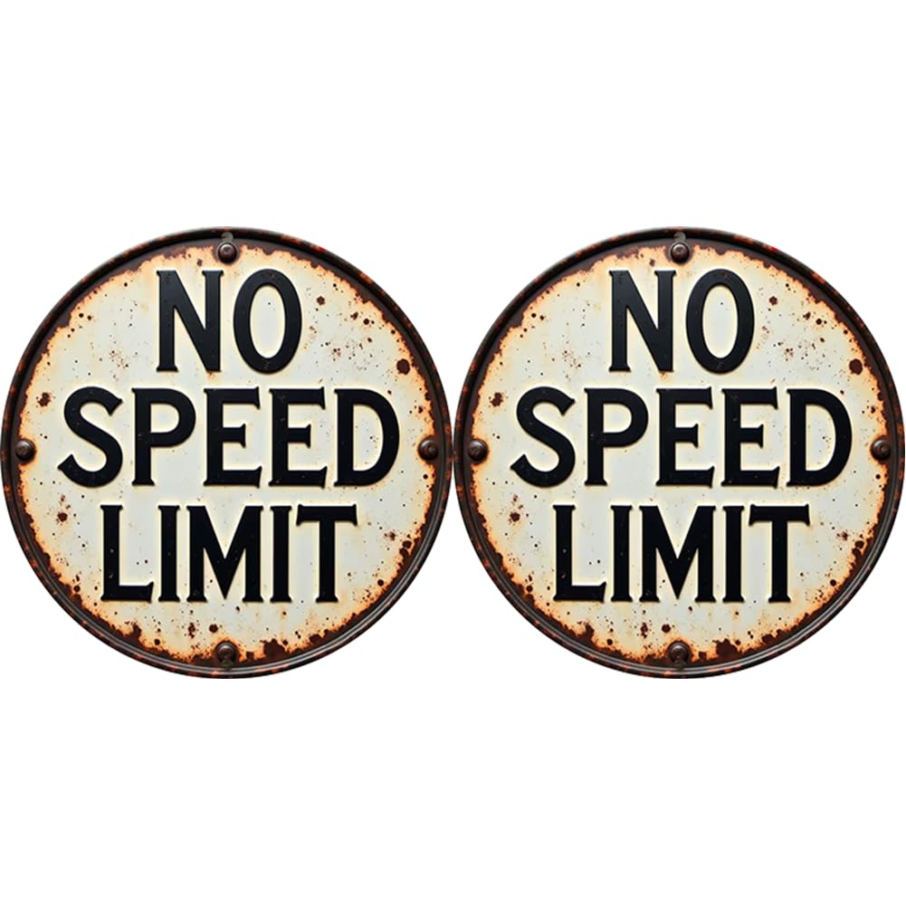 No Speed Limit Vintage Metal Tin Sign for Man Cave Garage and Boys Room Decor 11.8x11.8inch