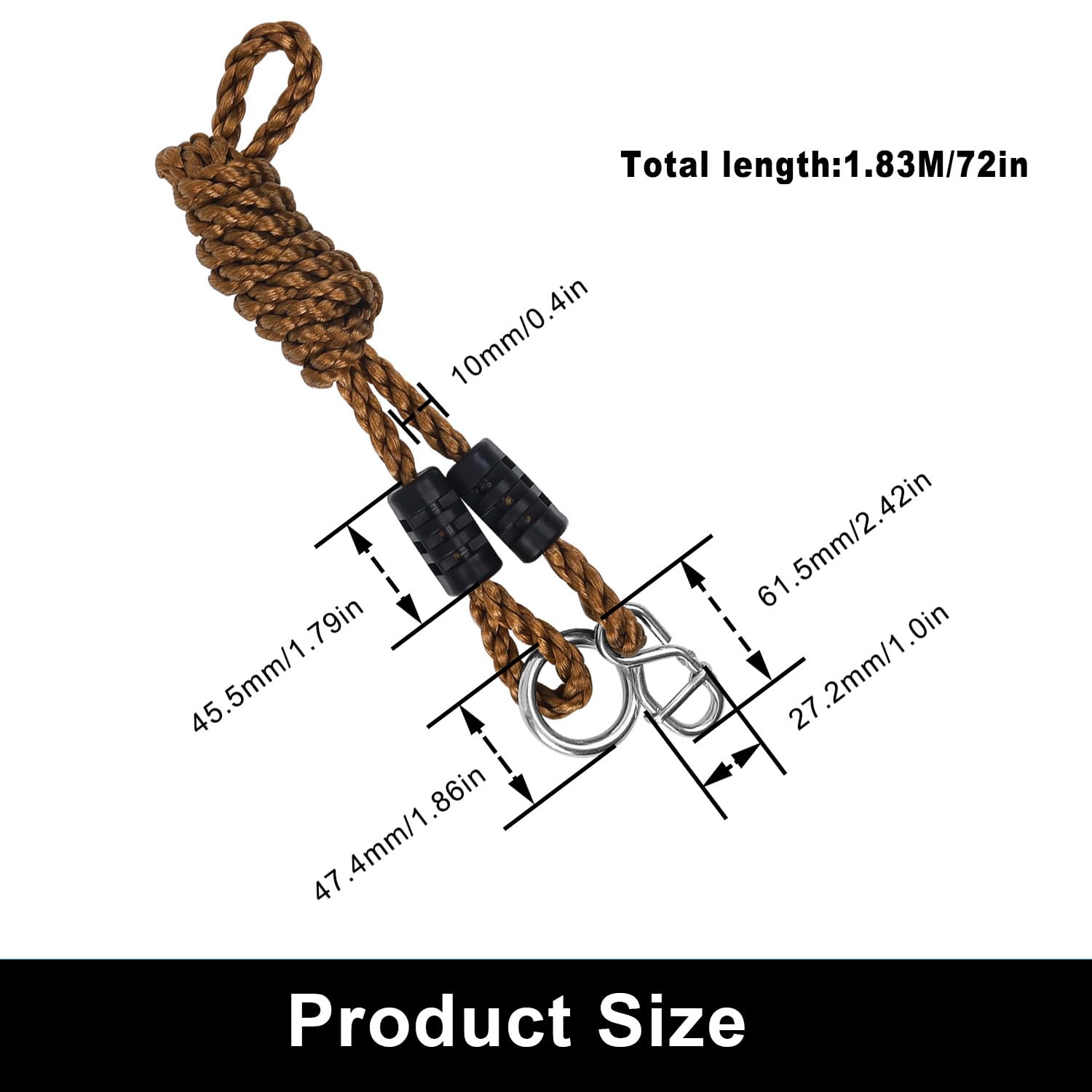 Corde Réglable Pour Hamac Et Balançoire - Support Jusqu'à 300kg - Longueur 0.85m à 1.8m - Lot De 2