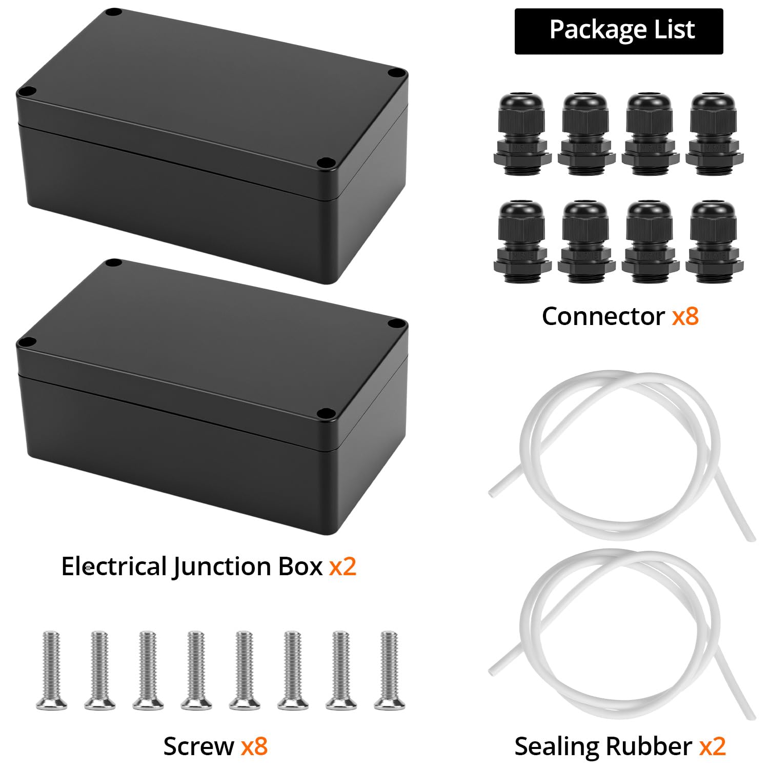 QWORK® 2 Pack Waterproof ABS Plastic Junction Project Box IP65 Electronic Enclosure, 158 x 90 x 60 mm, Black - Image 4