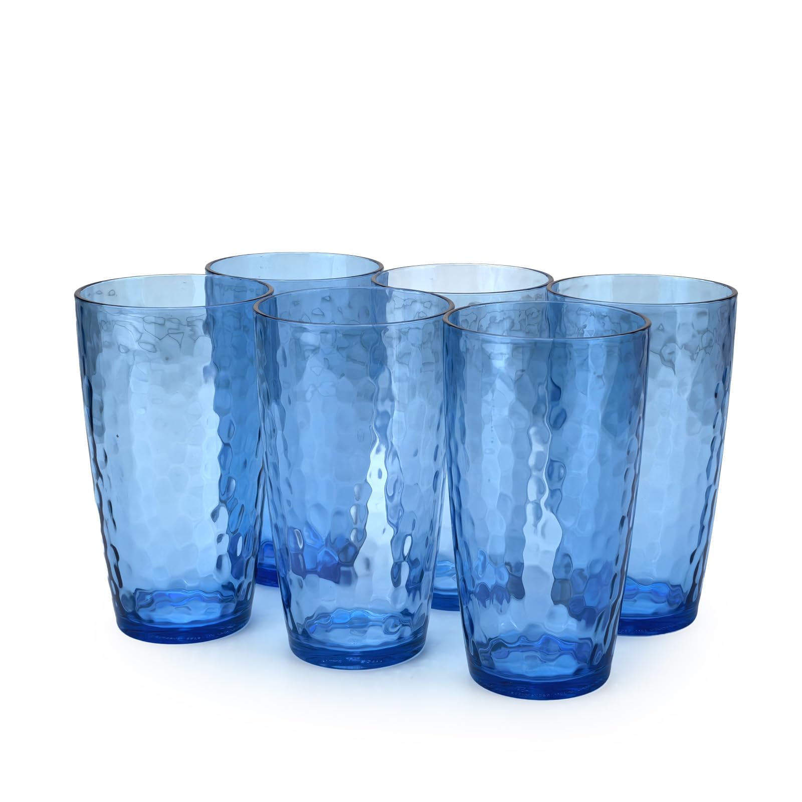 Yalin Bicchieri in acrilico da 590 ml, riutilizzabili, impilabili, senza BPA, infrangibili, lavabili in lavastoviglie, set di 6 tazze (blu)