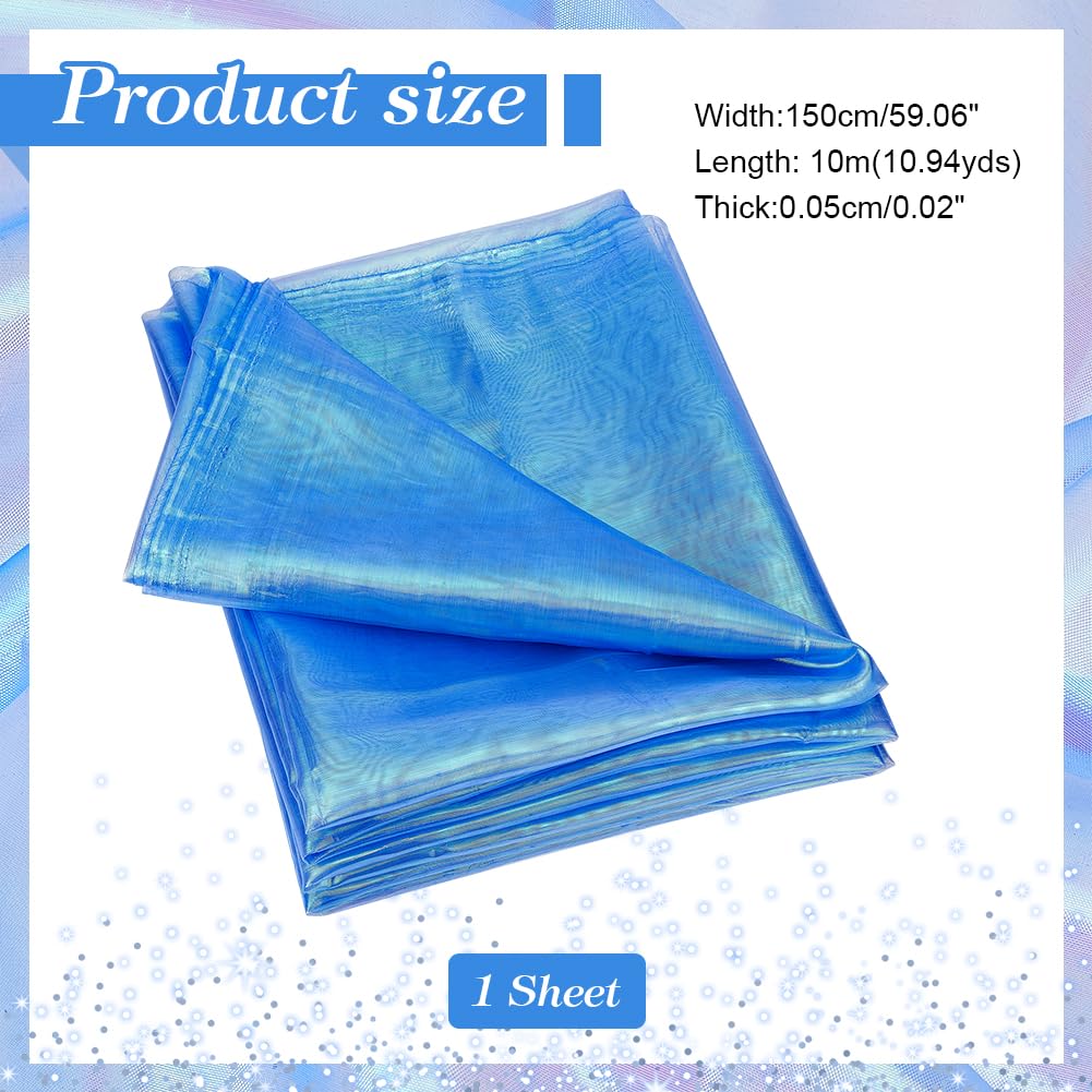 AHANDMAKER Transparenter Schillernder Organza-Stoff, 59,11 cm Breit, {9},{1} m, Vorgeschnittene, Seidig Glänzende Organza-Stoffe Für Glänzenden Fotohintergrund, Hochzeitskleid, Heimwerkerbedarf – Blau