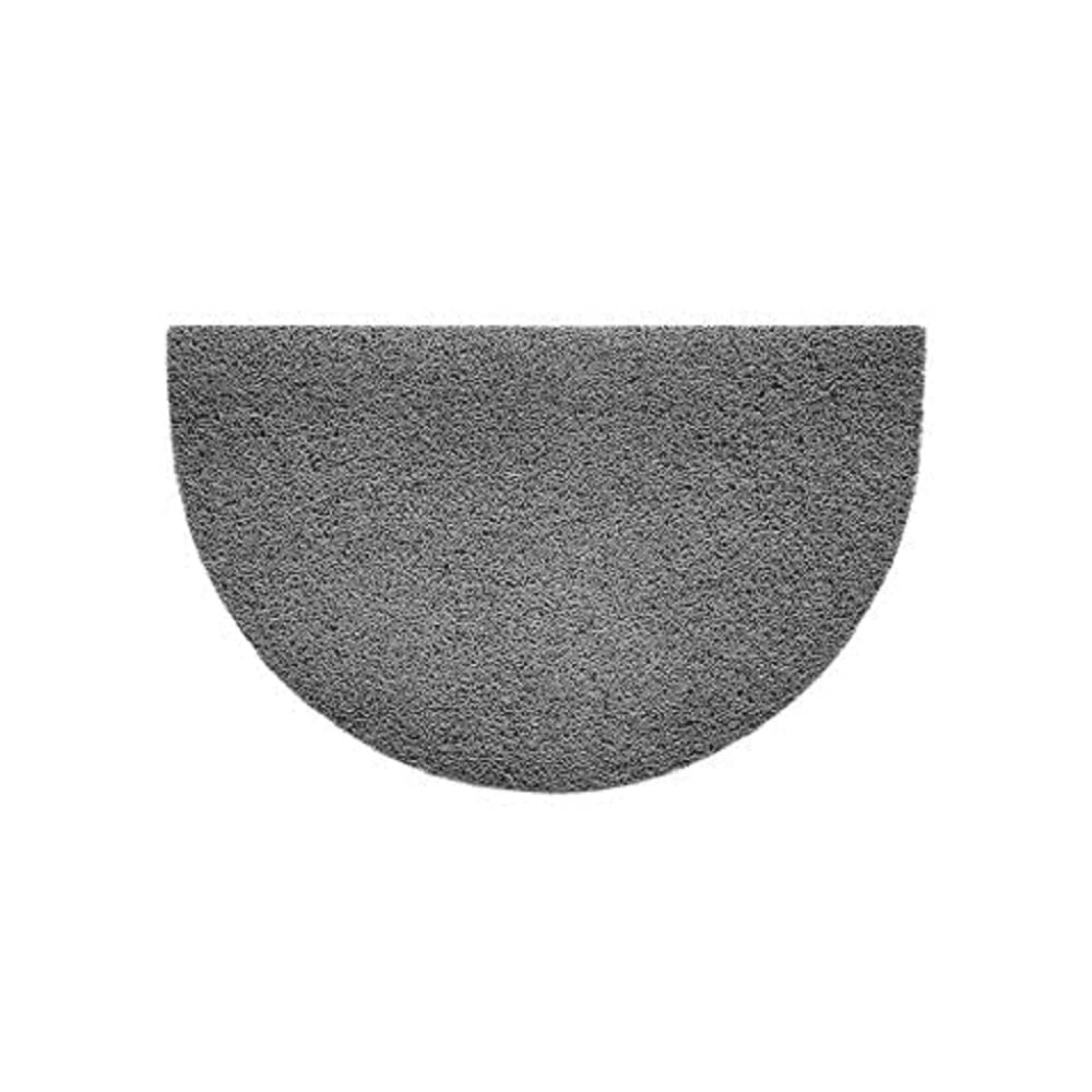Nicoman Embossed Halfmoon Half Circle Door Mat Dirt-Trapper Jet-Washable Doormat 70x44cm (Grey, PLAIN) - Use Outdoor ONLY
