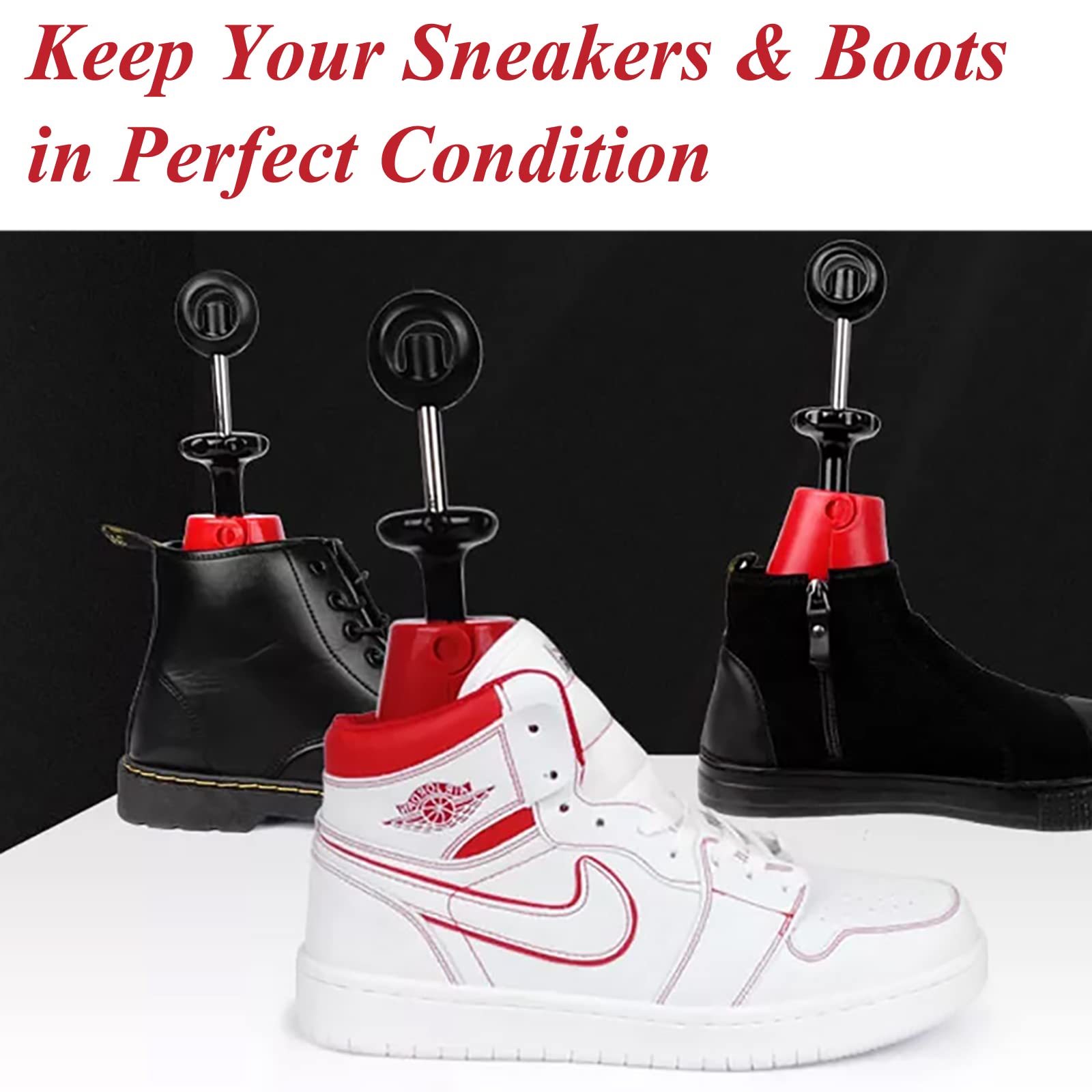 1 Par de Estiradores Zapatos, Ajustables en 4 Direcciones para Hombres y Mujeres, Hormas Extra Fuertes Zapatillas, Botas Air Force 1, con un Cepillo Limpieza 3 Lados