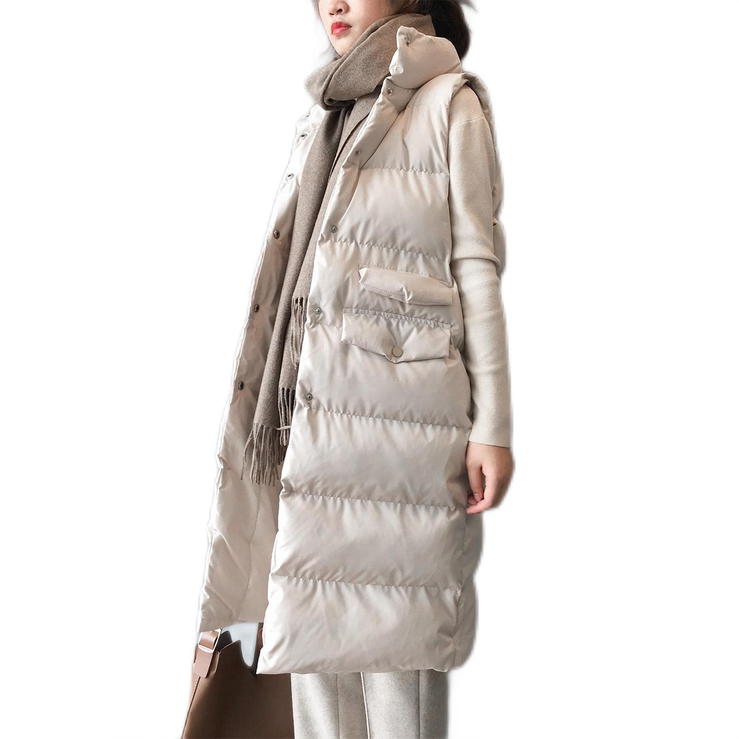 Zswpyq Donna Giacca Piumino Giacconi Invernali Con Cerniera Senza Maniche Imbottito Cappotto Giacche Cappotti Gilet Lungo, Gilet in Piumino Sottile, Senza Maniche, Portatile