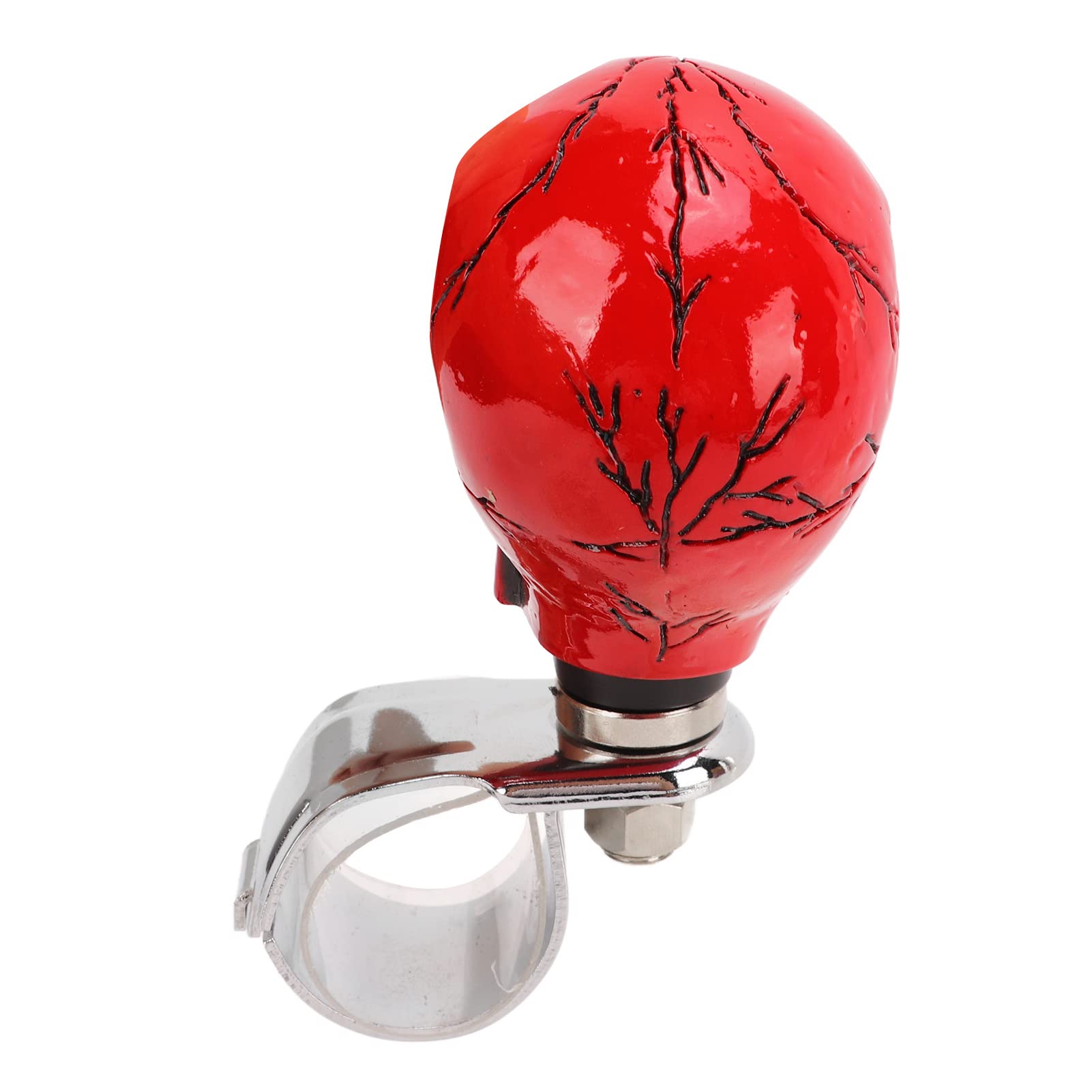 Brrnoo Boule du Volant, Pommeau de Volant en Forme de Crâne, Diamètre 3 cm, en Résine, pour Voitures, Camions, Tracteurs et Bateaux (rouge)