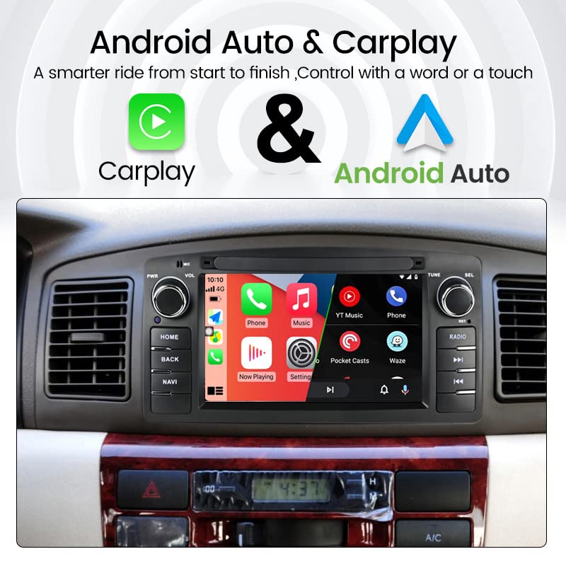 Android 12 Car Radio Stereo for Toyota Corolla E120 2000-2006, Biorunn 7 Inch Octa Core GPS Navi Wireless Wired Car-Play Android Auto Head Unit IPS Touch Screen FM AM RDS DSP, 8GB RAM 128GB ROM