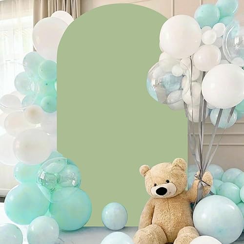 Miniatura 5 de Cubierta de arco de boda de 2.6 x 6 pies, color verde salvia, cubierta de arco de elastano, tela para decoración de fiesta de globos de cumpleaños,