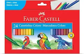 Hidrográfica com 24 Cores Estojo Cartão, Faber-Castell, 15.0124CZF, Multicor