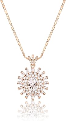 Blue/Green/Red/Purple/White Sunflower Cubic Zirconia Gamstone Pendant Necklace for Women for Gift