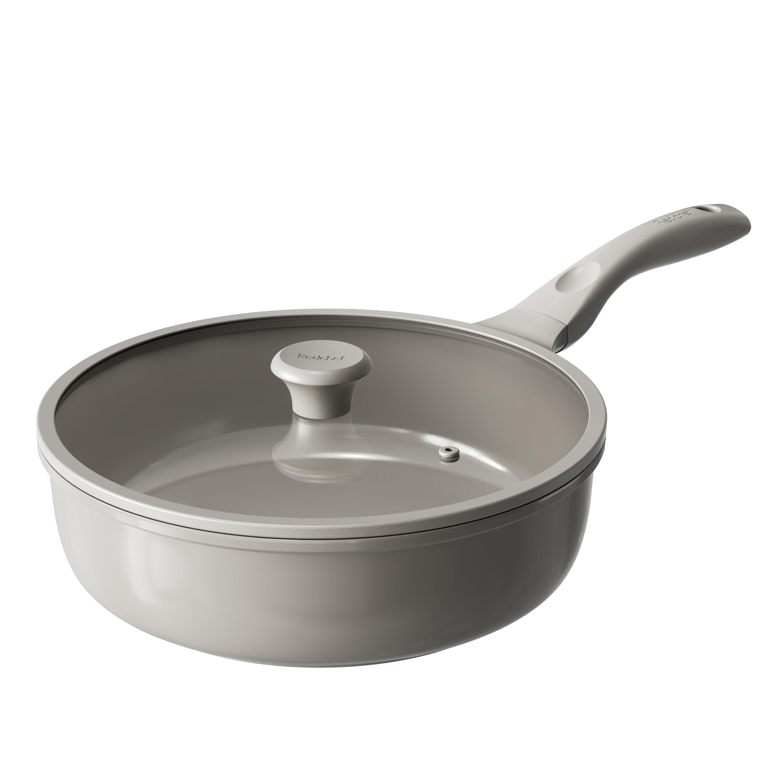 Redchef Keramik Schmorpfanne 28cm mit Deckel Hoher Rand, Antihaft Bratpfanne Induktion, Sauté Pfanne Beschichtet, PTFE-frei PFAS-frei PFOA-frei & Kratzfest, Spülmaschinenfest, für alle Herdarten