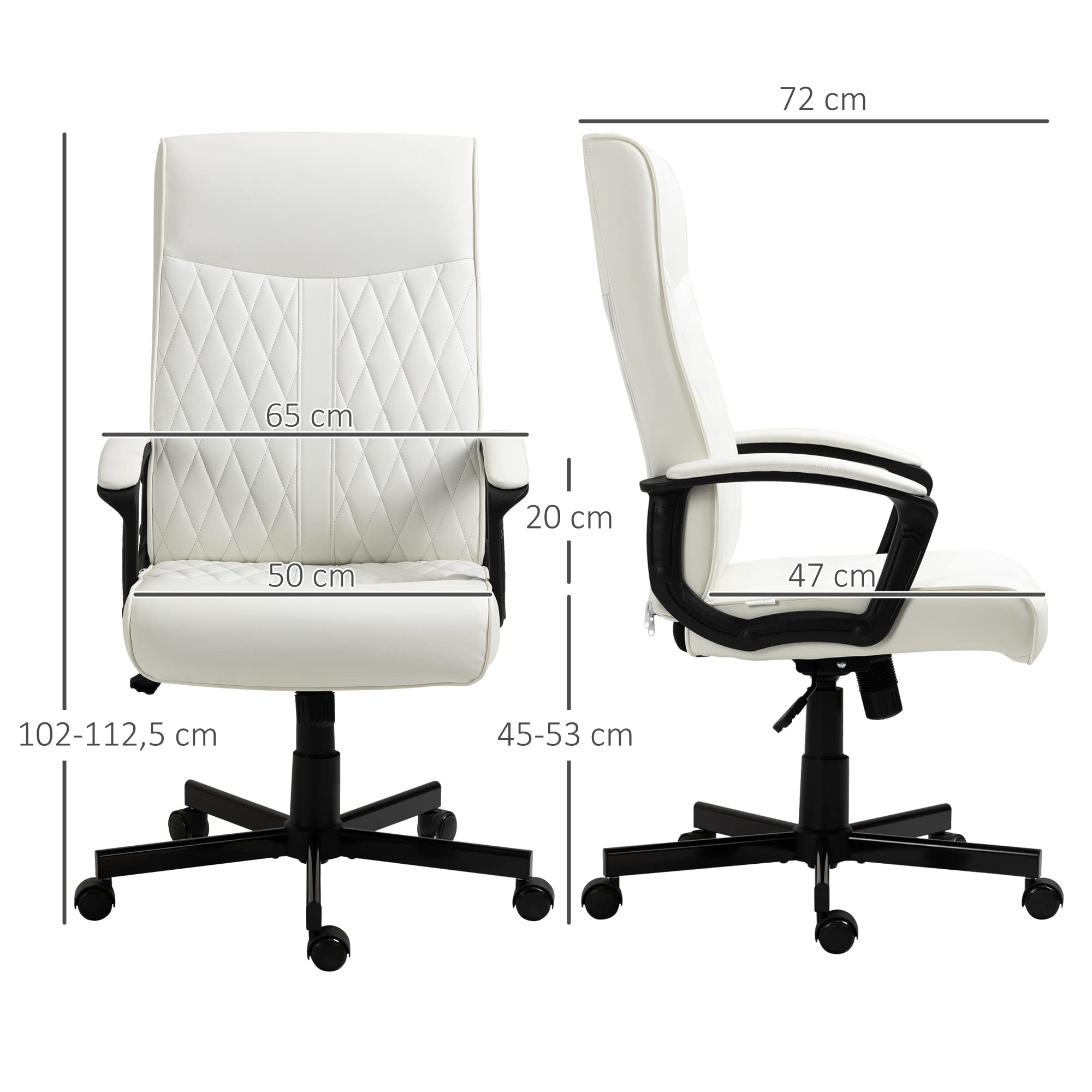 Vinsetto - Sedia Ergonomica Girevole Ad Altezza Regolabile Con Braccioli 54x54x89 99 Cm Bianca E Azzurra 921 512v01bu