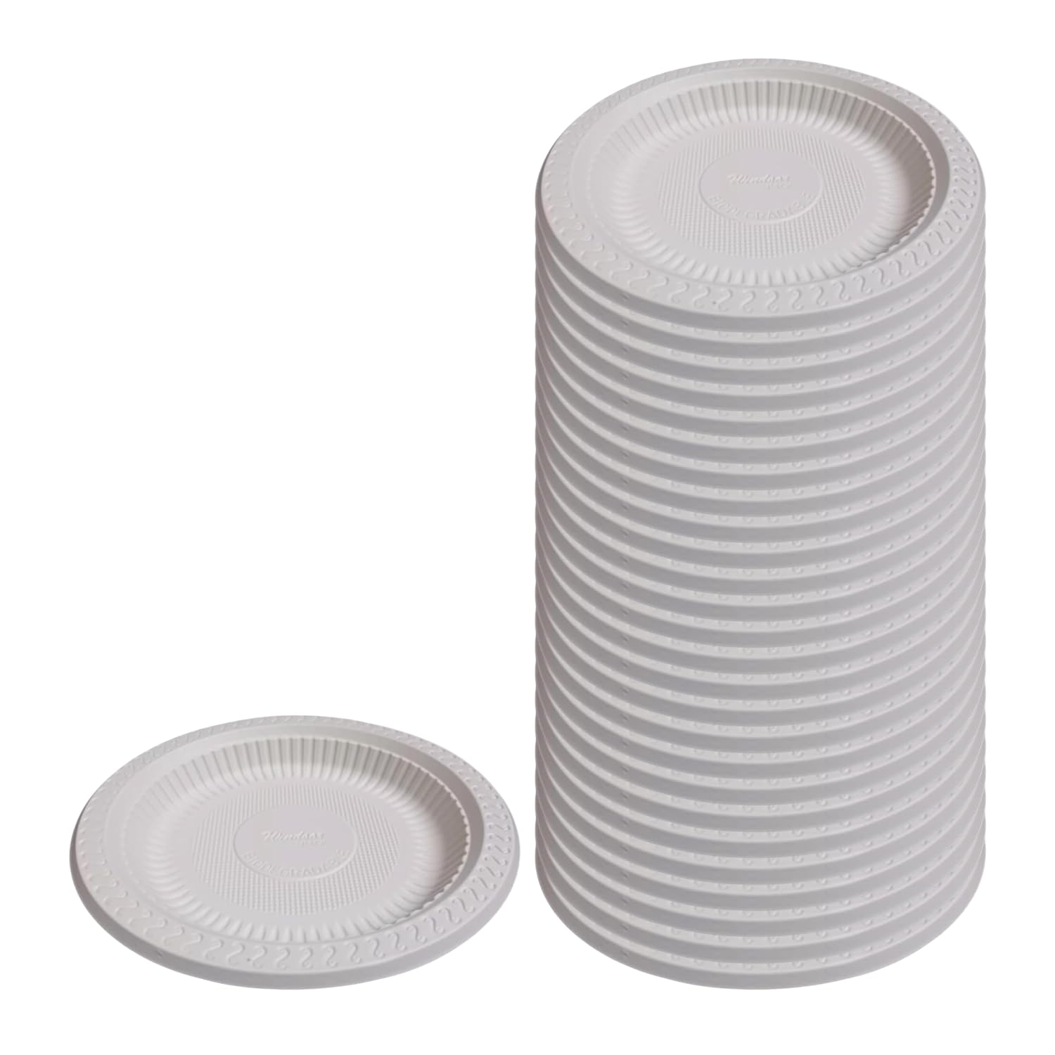 BonKaso 7 Inch Cornstarch Round Plate | Biodegradable & Eco