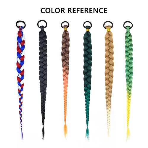 Miniatura 5 de Paquete de 2 extensiones de cola de caballo trenzada con lazo elástico, lacio, elegante envolvente, extensiones de cola de caballo de 26 pulgadas
