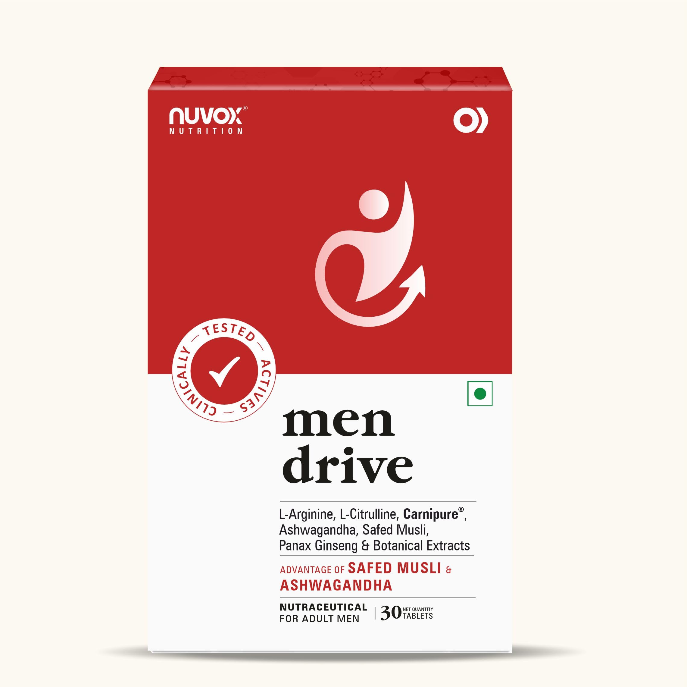 NUVOX Men Drive | Made with goodness of Ashwagandha, Safed Musli & Other Herbs | Helps to Boost Stamina, Strengthens Immunity & Endurance| 30 Tabs-image-6