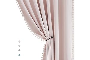 Treatmentex Pom-Pom Pink Half-Blackout Curtains for Baby Girls Nursery