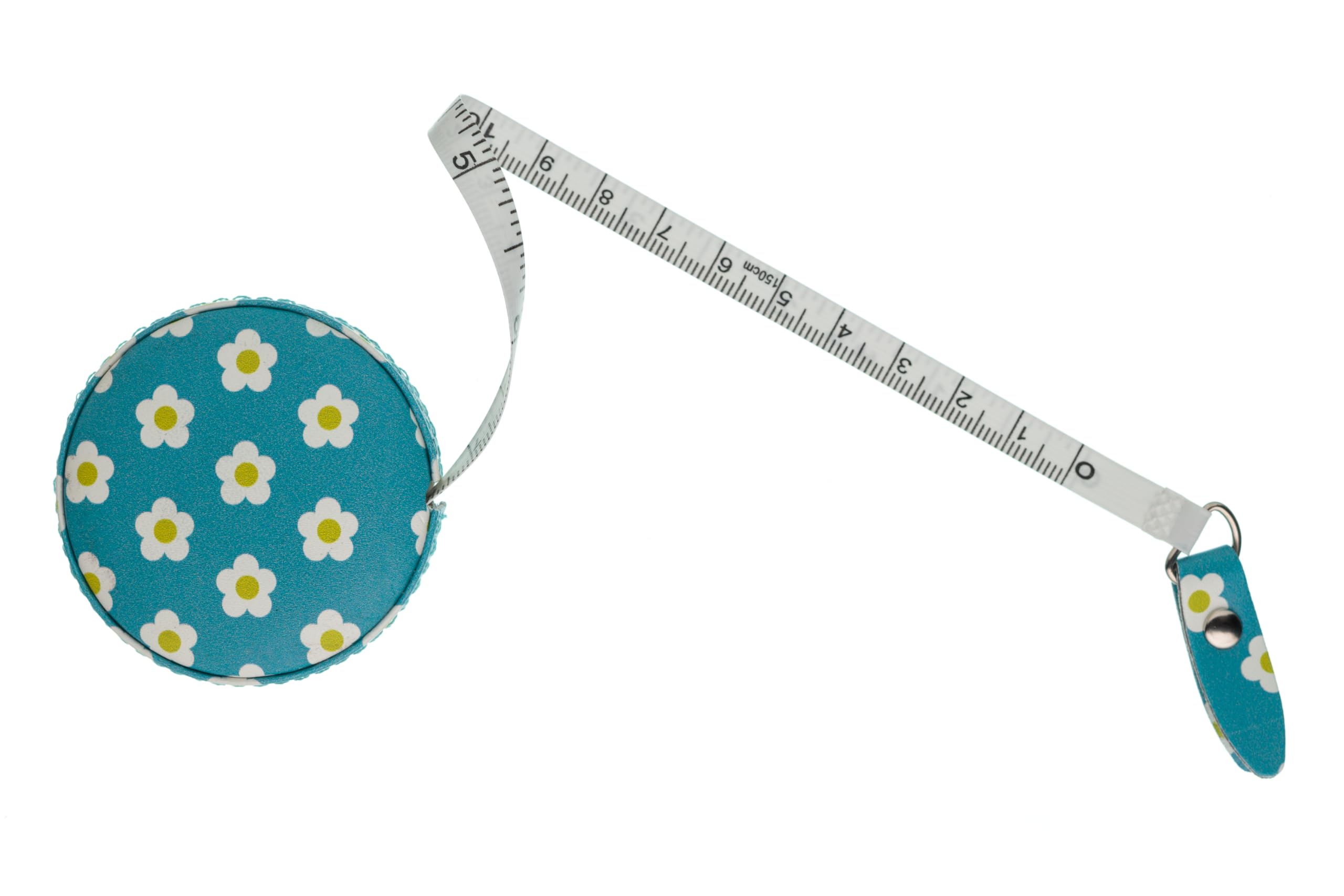 The Quilted Bear Daisies Retractable Tape Measure with Double Sided Metric & Imperial Measuring Tape for Sewing, Tailors or as a Body Measuring Tape 150cm/60" (Daisies)