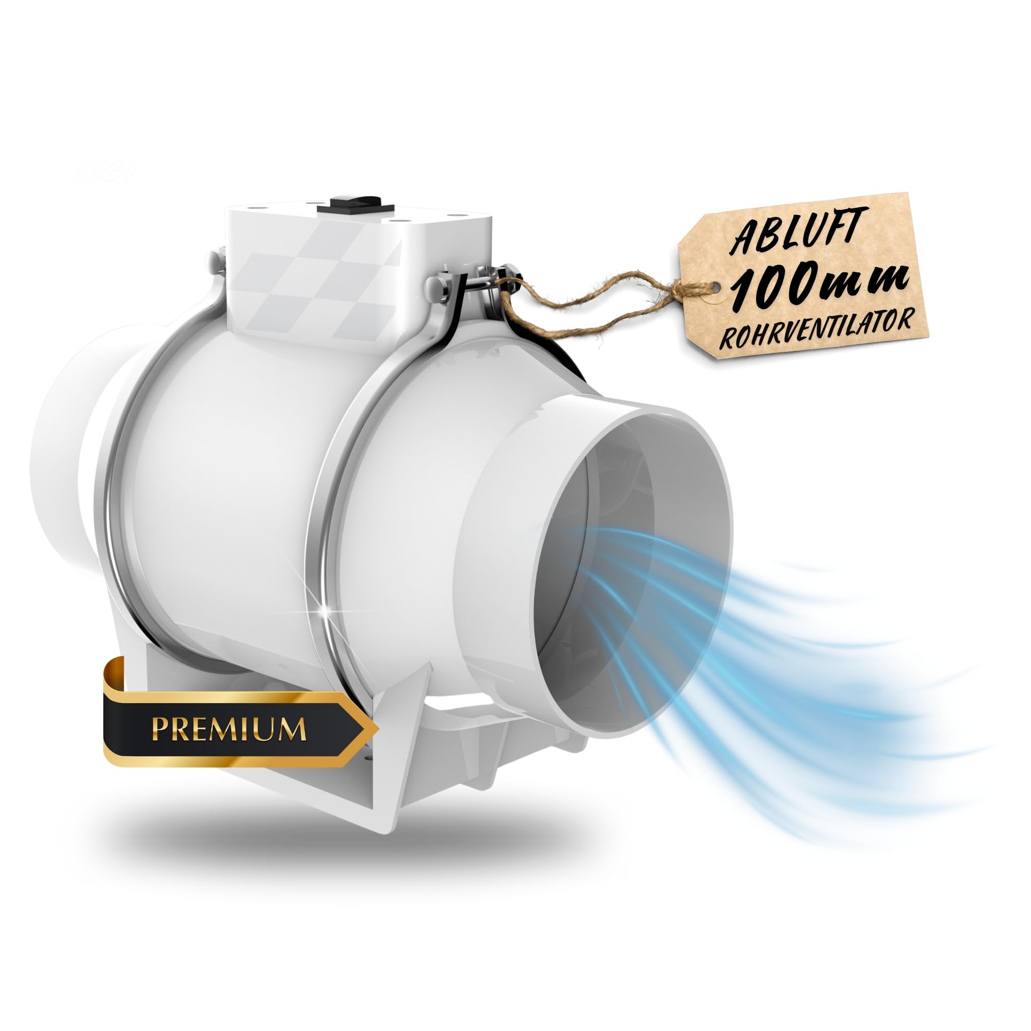 TronicXL Turboventilator Axial Rohrventilator 100mm leise I Rohrlüfter Abluftventilator Abluft/Zuluft Lüfter Ventilator Bad Küche Garage Rauchabzug Werkstatt
