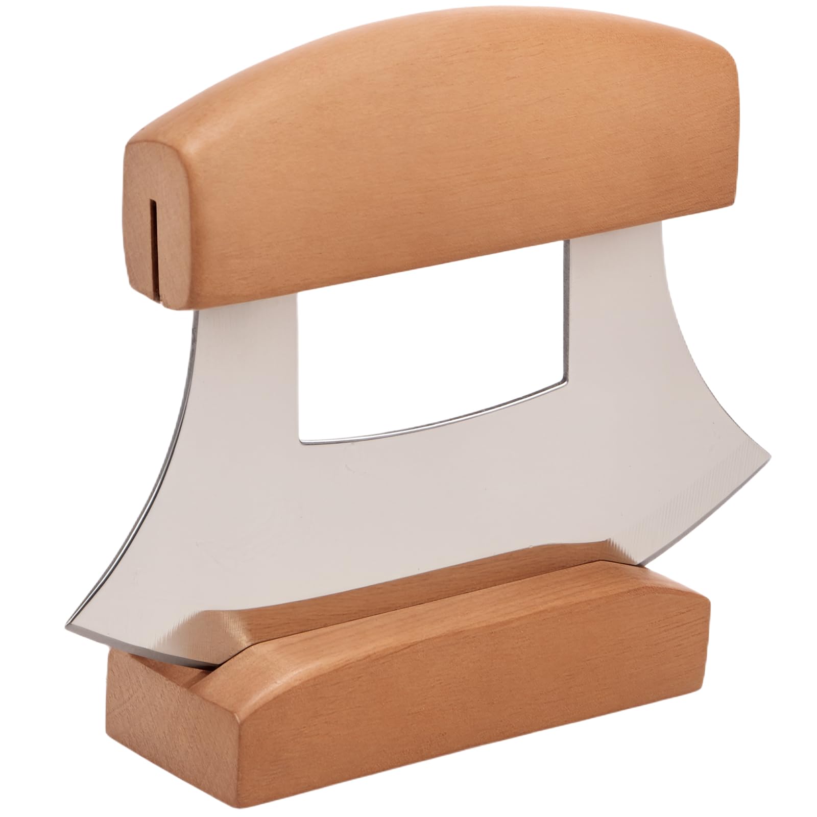 Nzwbshssp Log Color Pizza Cutter Rocker With Base For Herbs Salads Rust Resistant Arc Shape Veggies Rocker Multipurpose Ergonomic Handle Pizza Chopper Rocker For Kitchen(1,)