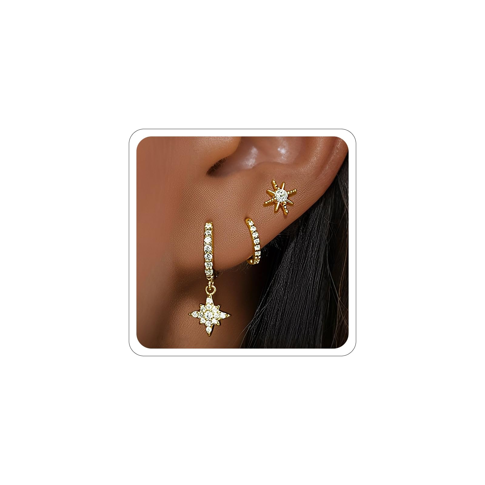 2PC 6PC Gold Earring Set for Women Titanium Flat Back Earring Small Helix Piercing Earrings