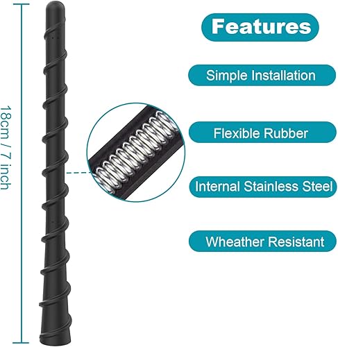 Miniatura 3 de FUTAIHE Antena de radio universal para coche, 7.1 pulgadas, Fm Am montaje en techo, reemplazo de antenas de vehículo con adaptador de tornillo M4 M5