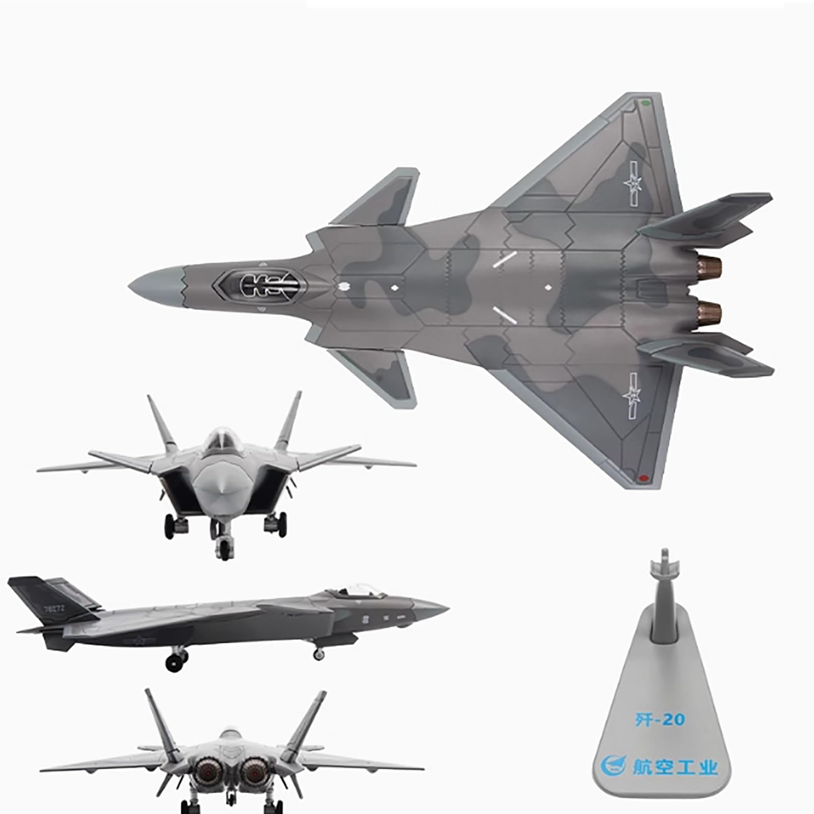 J-20 w skali 1/100 samolot szturmowy, wersja malowana, strategiczne metalowe myśliwce transportowe, wojskowy model ze stojakiem, samolot odlewany ciśnieniowo dla entuzjastów, dorosłych(Black)