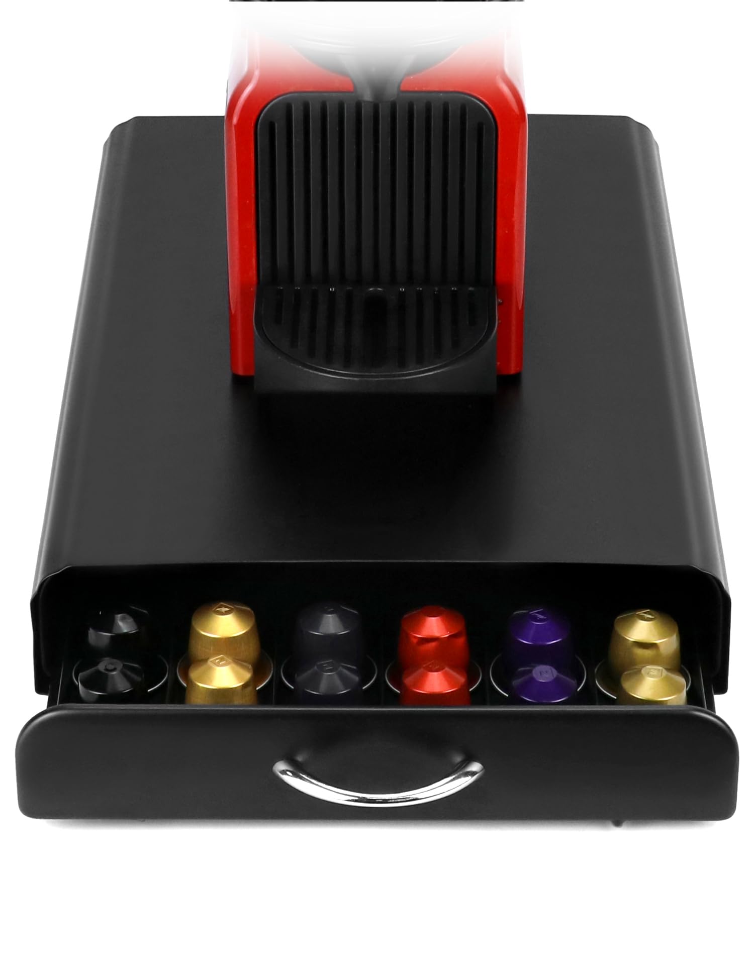 QWORK® Uchwyt na kapsułki do kawy, kompatybilny z 60 kapsułkami Nespresso, metalowa konstrukcja, dozownik kapsułek